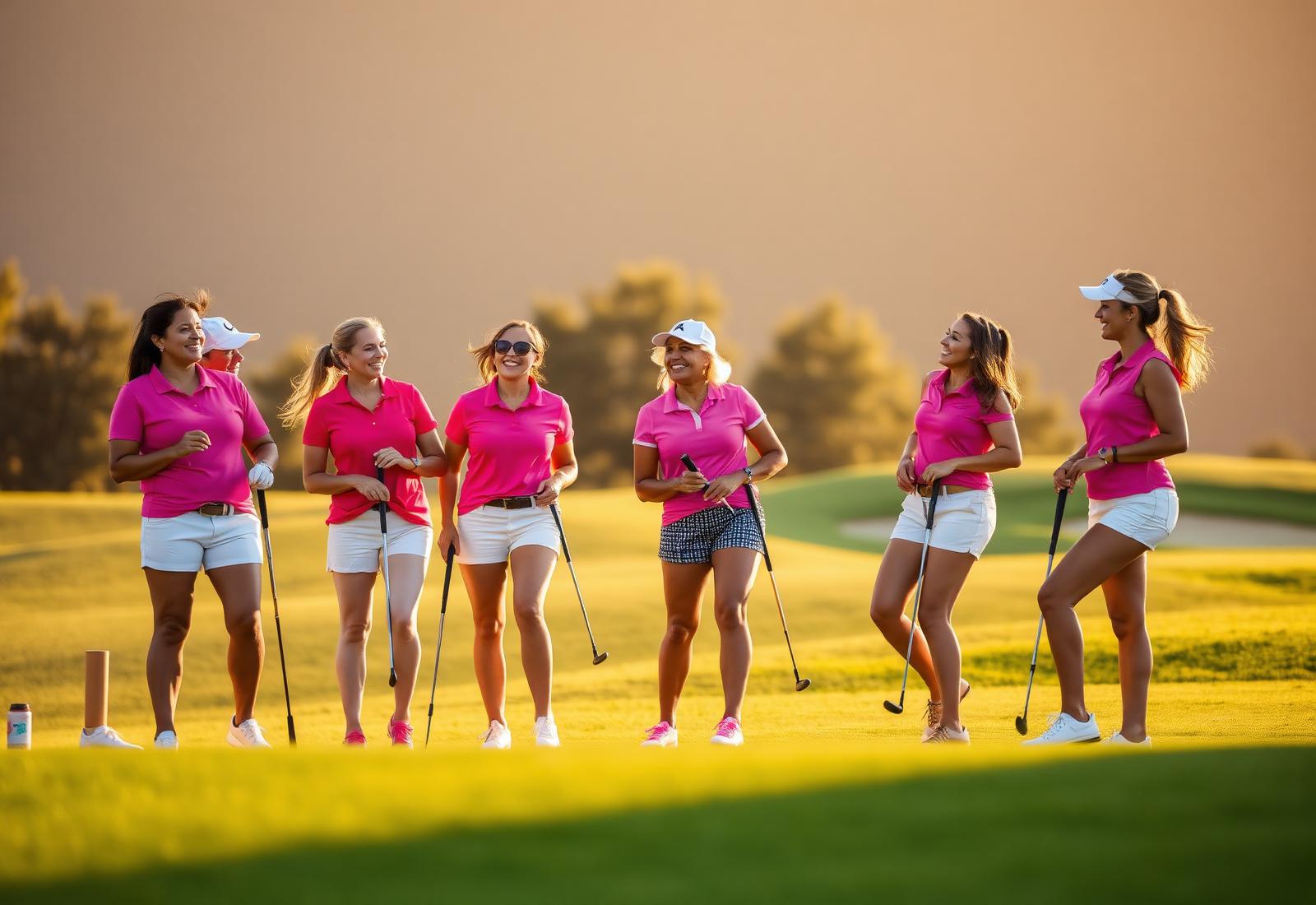 Members of The Slice Girls laughing together on the fairway